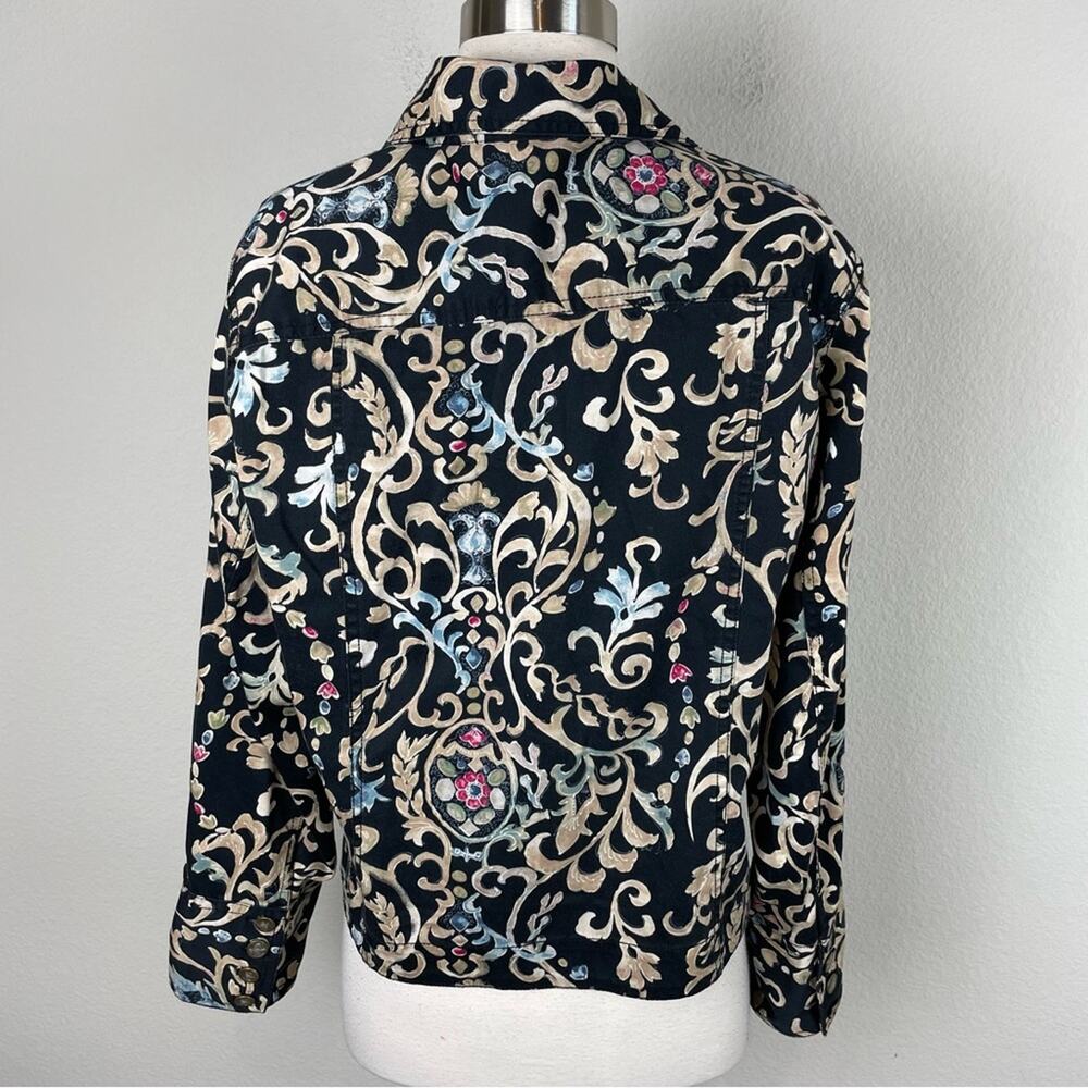 Chico's Black Scroll Print Button Up Cotton Blend… - image 6